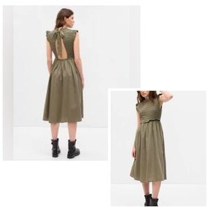 GAP Khaki Midi Dress with Elegant Back Tie